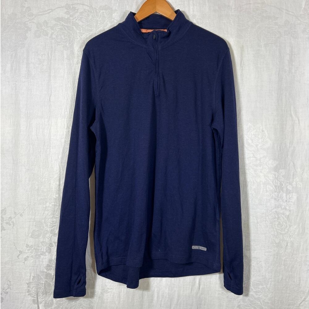 Omni-Wool XXL Navy Blue 1/4 Zip Henley Baselayer Gorpcore Outdoor
